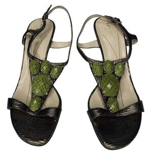 Kate Spade Lydia Bronze Gem Strappy Sandal Pumps Womens Size 7.5 B $350